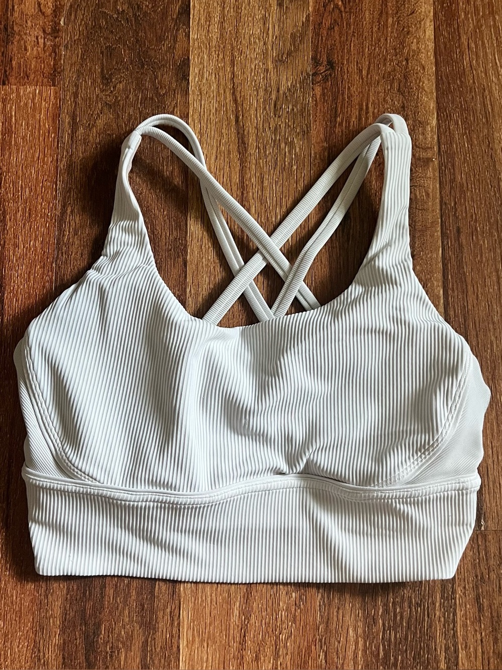 lululemon athletica White Ribbed Crisscross Sports Bra